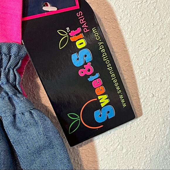 NWT Sweet & Soft Paris Pink & Denim Dress & Bloomer Set 24 Months - Picture 13 of 16